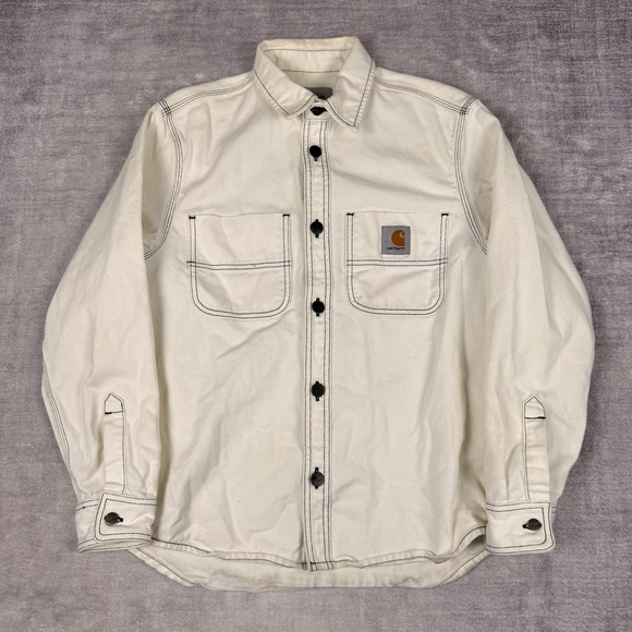 Carhartt Other - Carhartt Jacket Men's Small White Denim Work in Project Chalk Shirt Jac